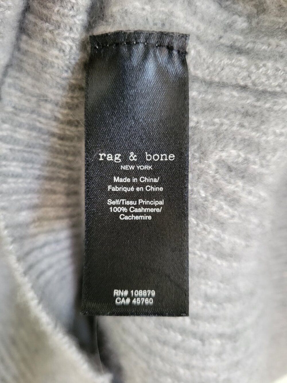 NWOT! Rag and Bone Light Gray Turtleneck 100% Cashmere Sweater Size XS - Picture 5 of 9